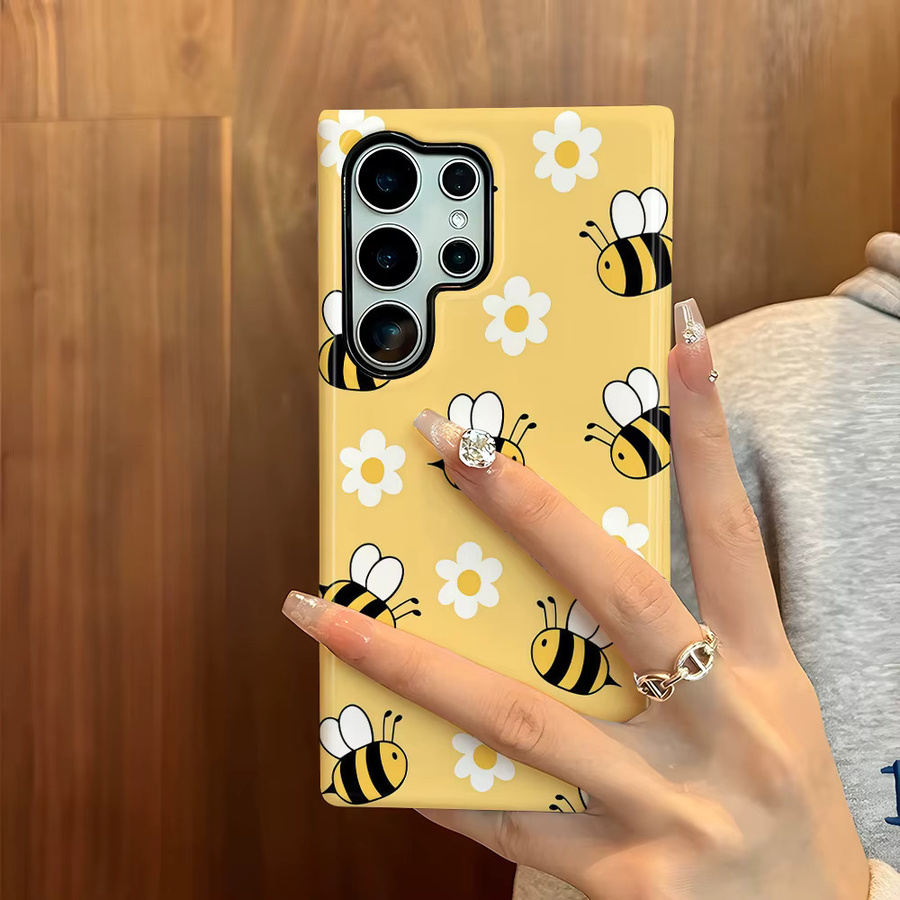 Bee Daisy Handyhülle für Samsung Galaxy S26 S25 S24 S23 S20 FE A56 A36 Ultra in Gelb mit glänzender HD Hartschalen-Folie - Bild 3