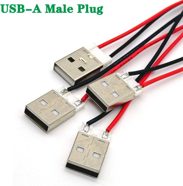 LAJQTAO USB Typ-A auf USB Typ-C DIY Löt-Kit 2Pin Stecker in Silber - Bild 1