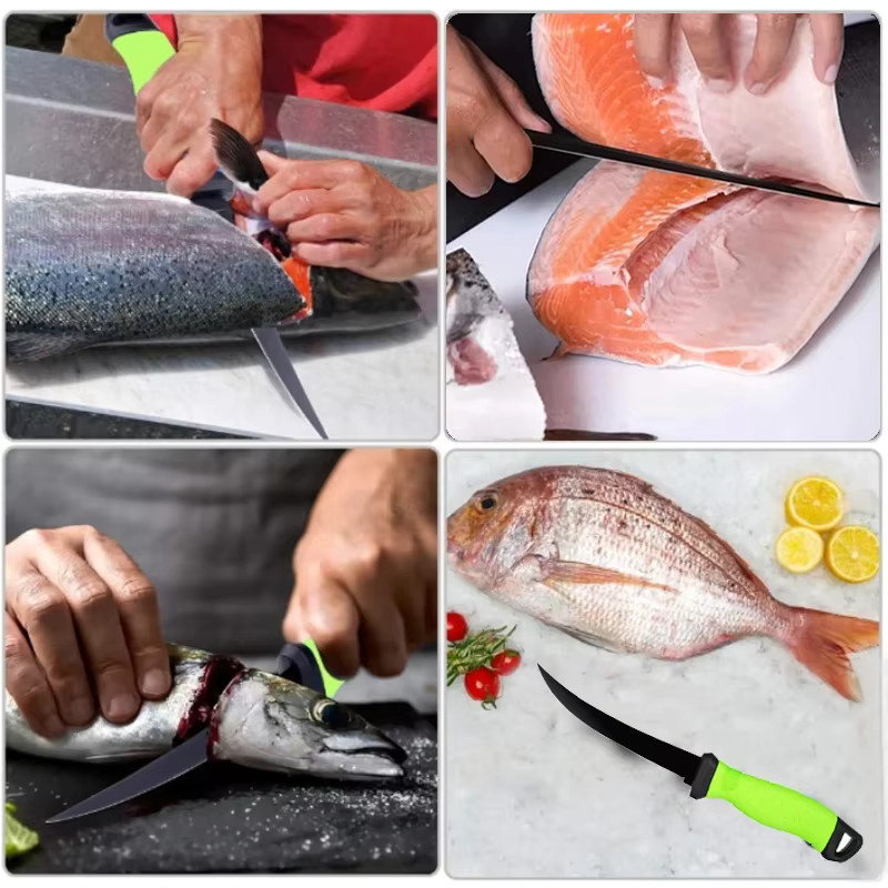 WXCOO Edelstahl Filet-Ausbeinmesser zum Schneiden von Fisch, Fleisch, Obst und Gemüse - Bild 5