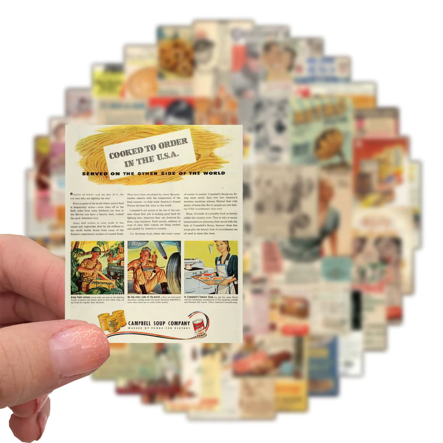 50 Stück Vintage Zeitungs- und Magazin-Aufkleber aus Papier in Multicolour für DIY Scrapbook, Laptop und Dekoration - Bild 3