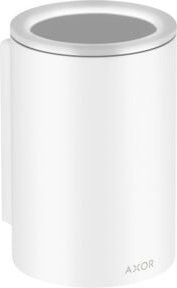 Hansgrohe Axor Universal Circular Zahnputzbecher aus Glas für die Wandmontage, mattweiß, B: 7,6 cm, T: 11,4 cm, H: 7,6 cm - Bild 1
