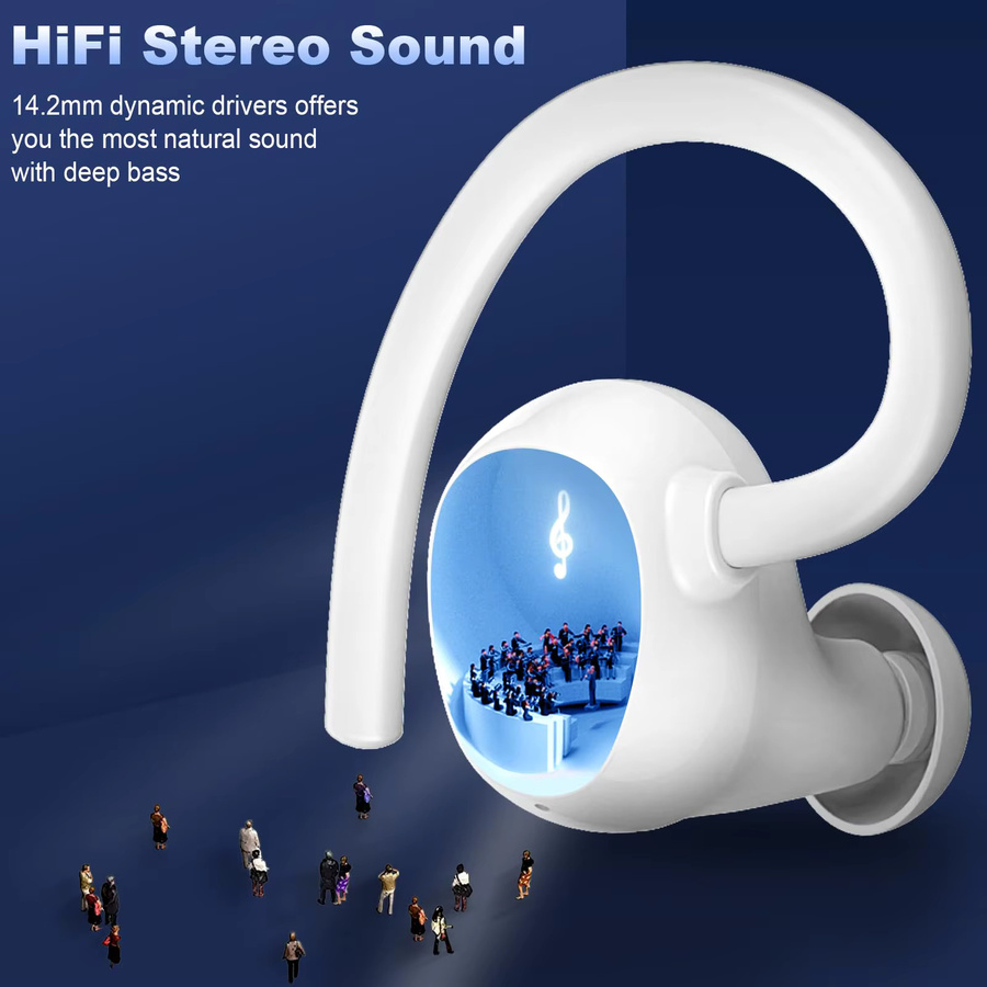Kuizil Bluetooth 5.3 In-Ear Kopfhörer mit Geräuschunterdrückung und Stereo-Bass, IP7 wasserdicht, 48 Stunden Wiedergabezeit, Schwarz oder Weiß - Bild 2