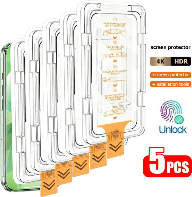 Gehärtetes Glas Displayschutzfolie für Samsung S25 Ultra S24 FE S26 Edge S23 S22 S20 FE S21 Plus transparent mit Fingerabdruck-Entriegelung - Bild 1
