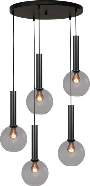 Masterlight Bella 2 Pendelleuchte 5-flammig rund in Rauchgrau und Schwarz matt mit Glaselementen - Bild 1