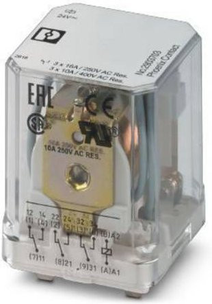 Phoenix Contact REL-PR3- 24AC/3X1 Relais 24 V/AC 16A mit 3 Schließern in transparent - Bild 1