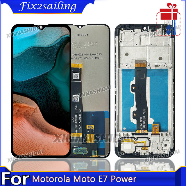 Motorola Moto E7 Power LCD Display mit Touchscreen Digitizer Ersatzteil inklusive Rahmen in Schwarz für XT2097-5 - Bild 1