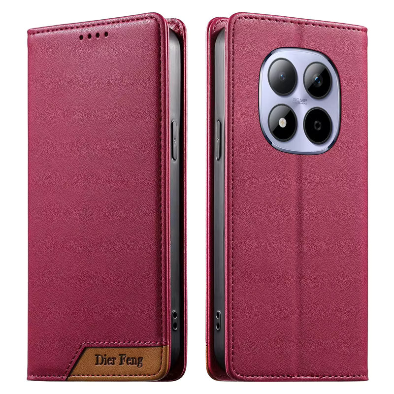 Leder Flip-Handyhülle für Xiaomi Redmi Note 15 4G / Note 15 Pro Plus / Note 15 5G mit magnetischer Wallet-Funktion in Schwarz oder Pink - Bild 1