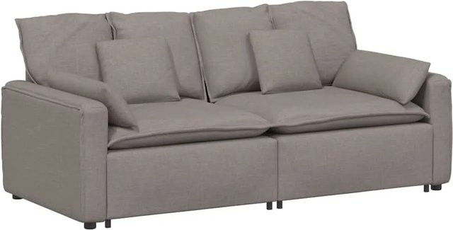 vidaXL Modulares Sofa mit Kissen in Taupe und Grau, Polsterung aus Stoff und Schaumstoff mit Armlehnen, B/T/H: 224 x 105 x 64 cm - Bild 1