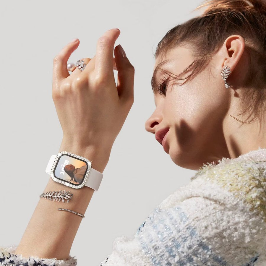 CRESTED Schutzhülle für Apple Watch, Glas, Diamant, Kristall, Schwarz, Unisex - Bild 4