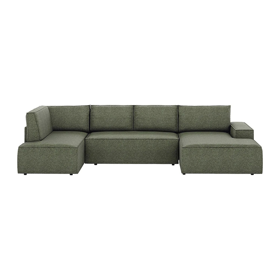 Vente-unique Schlafsofa Amelia in Grün mit L-Form und Schlaffunktion aus Strukturstoff - Bild 2