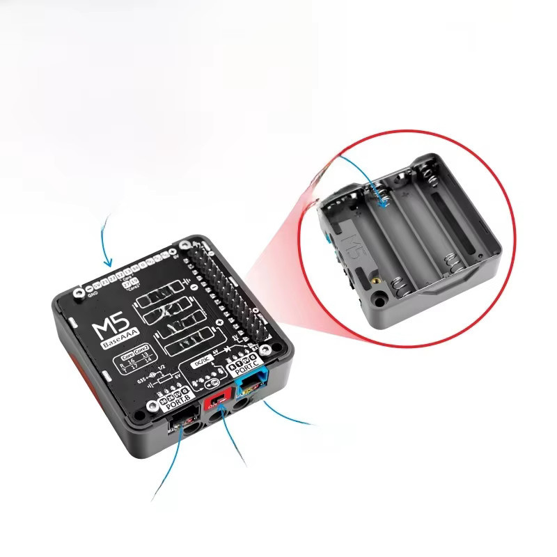 M5Stack Offizieller Basis-AAA-Batteriehalter in Schwarz - Bild 1