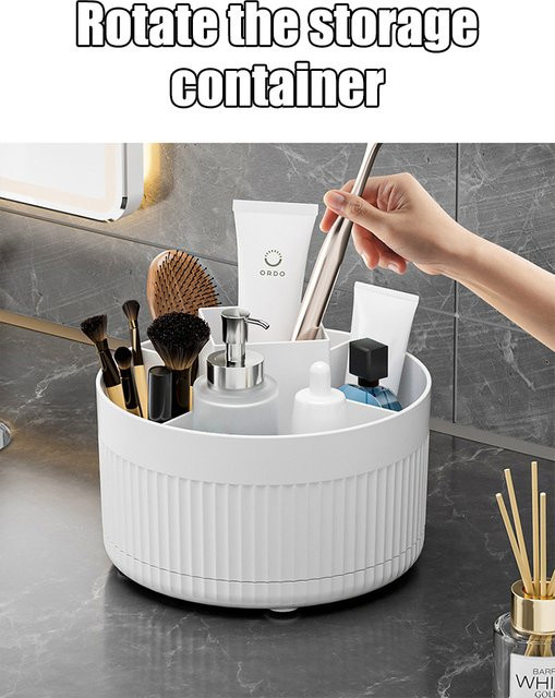 Drehbarer Make-up-Pinsel-Aufbewahrungsbehälter in Weiß für Kosmetik und Lippenstift - Bild 1
