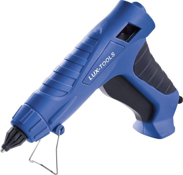LUX-TOOLS Heißklebepistole Comfort HKP-100/12 in Rot/Blau für 11mm Klebesticks - Bild 1
