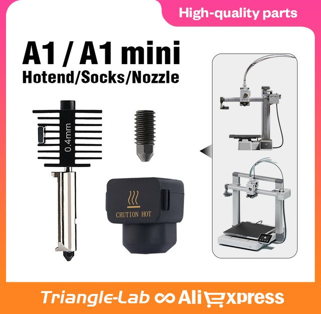 Trianglelab Gehärteter Stahl Hotend Düsensockel für Bambu Lab A1 Mini mit AMS und BMCU 370C in Schwarz - Bild 1