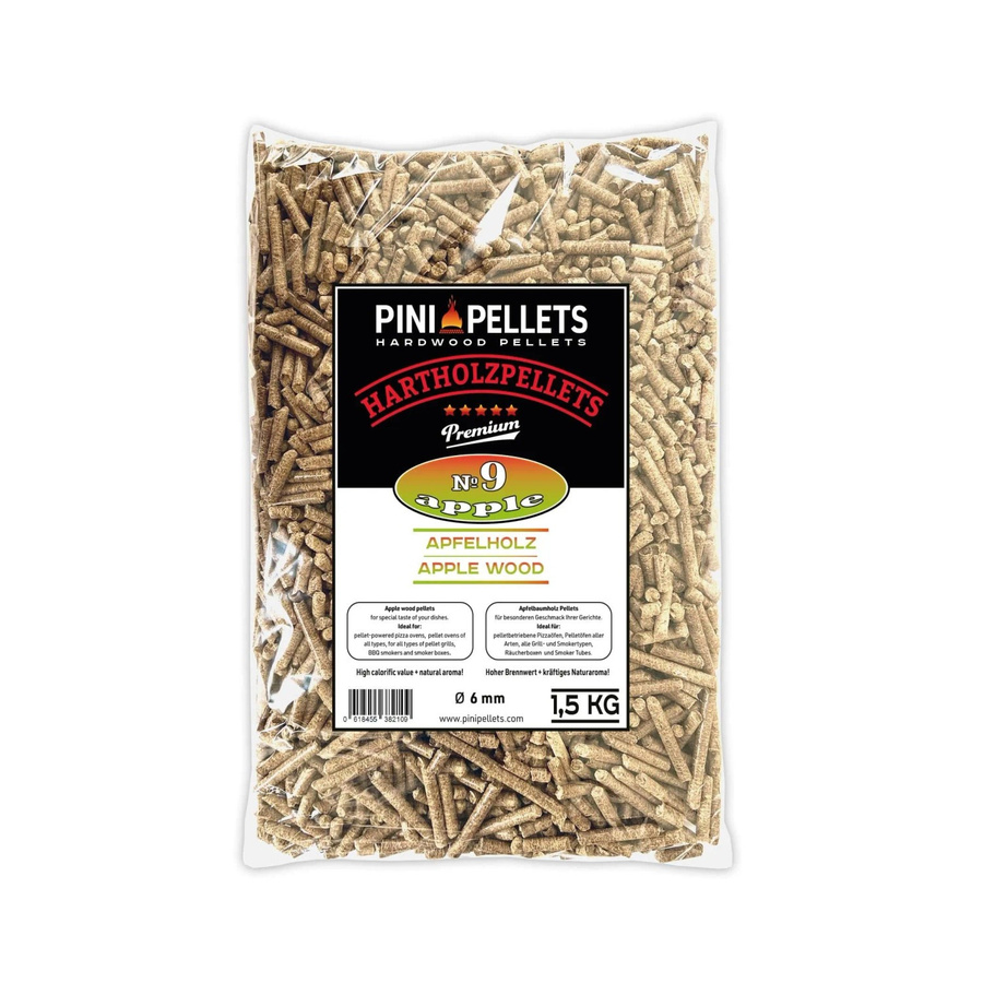 PINI Grillpellets Apfel Nr. 9 BBQ Hartholzpellets zum Grillen und Räuchern, 1,5 kg - Bild 2