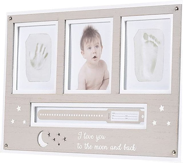 Cangaroo Baby Hand- und Fußabdruckset mit Holz-Fotorahmen in Beige - Bild 1