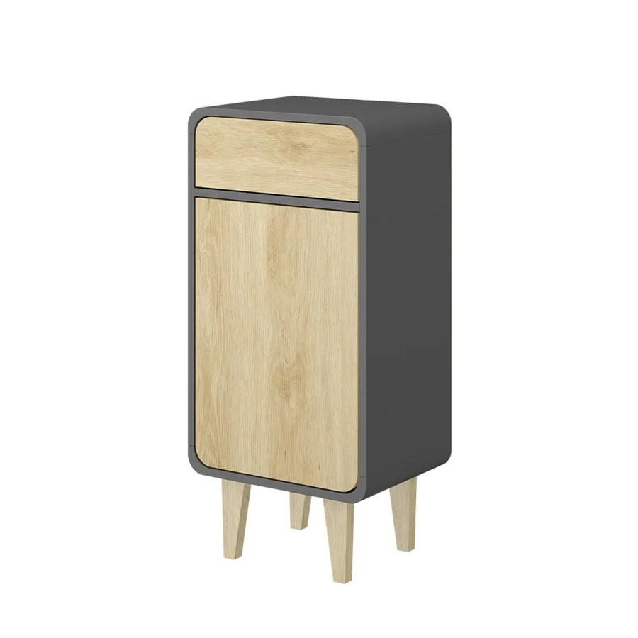 Vicco Midischrank Arla in Anthrazit und Eiche mit Türen und Regalböden, B/H: 40 x 81 cm - Bild 2