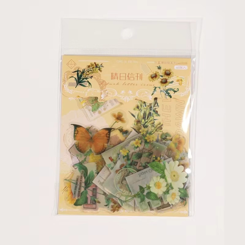 40 Stück bunte Blumen- und Pflanzenaufkleber aus Papier für DIY Scrapbooking und handgefertigte Alben, Mehrfarbig - Bild 2