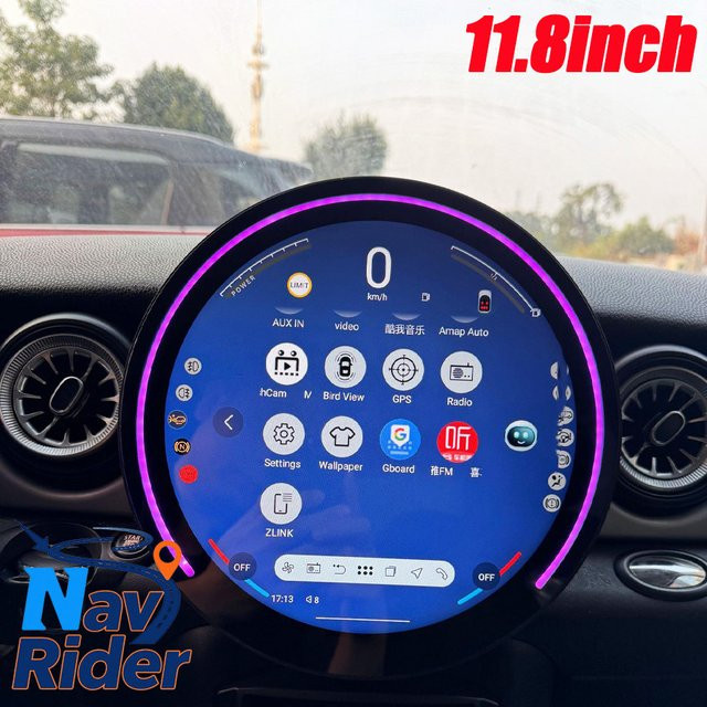 NAVIRIDER Android Multimedia-Player mit GPS und Carplay für BMW Mini One Cooper R55 R56 Peaceman Mini Clubman 2007-2014, 11,8 Zoll, Schwarz - Bild 1
