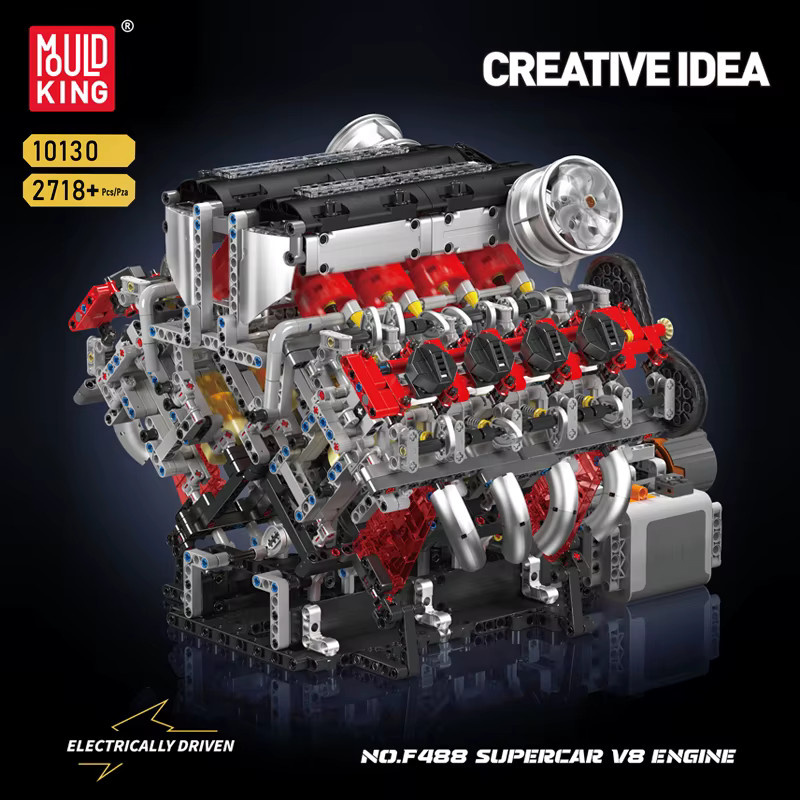 Mould King F488 Supercar V8 Motor, Baustein-Set, ab 14 Jahren - Bild 3