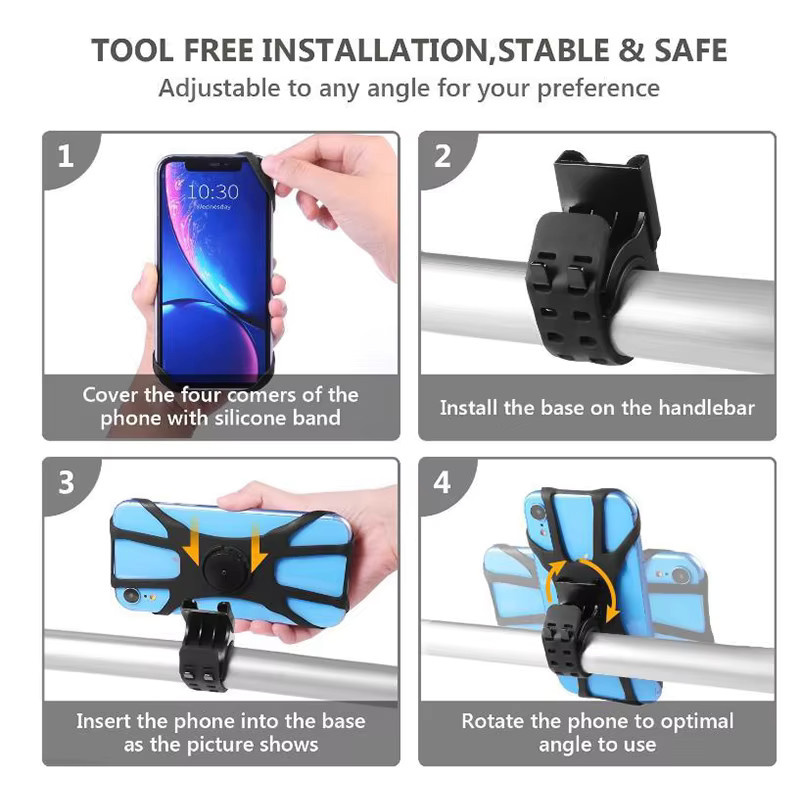 Universelle 360 Grad Handyhalterung für Fahrrad, Motorrad und Kinderwagen in Schwarz, passend für Smartphones von 10,2 cm bis 17,8 cm - Bild 5