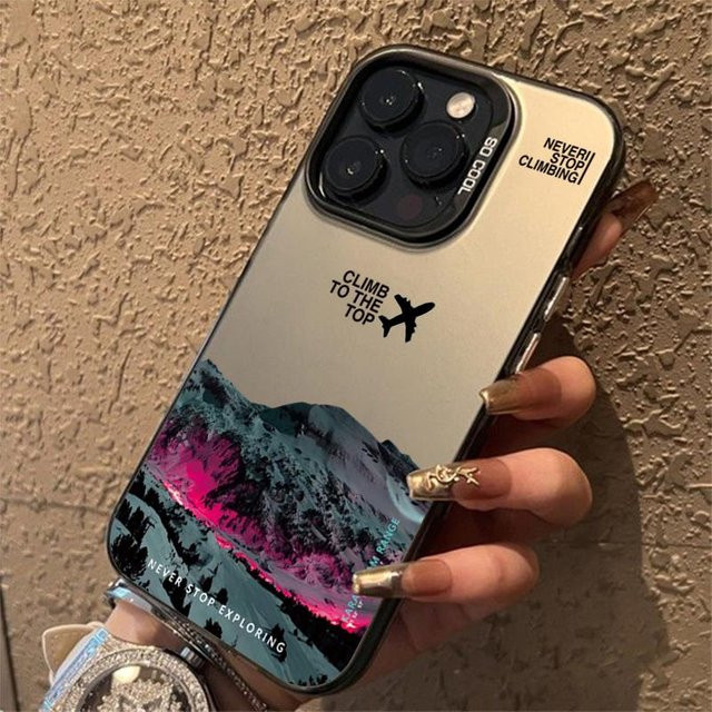 Wolkerfly Mountain Peak Flugzeug Handyhülle für iPhone, stoßfestes Design mit Sonnenuntergang Motiv, Multicolor - Bild 1