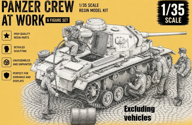 GK Panzerwartungsteam, 1:35, Resin-Modellbausatz, unbemalt - Bild 1