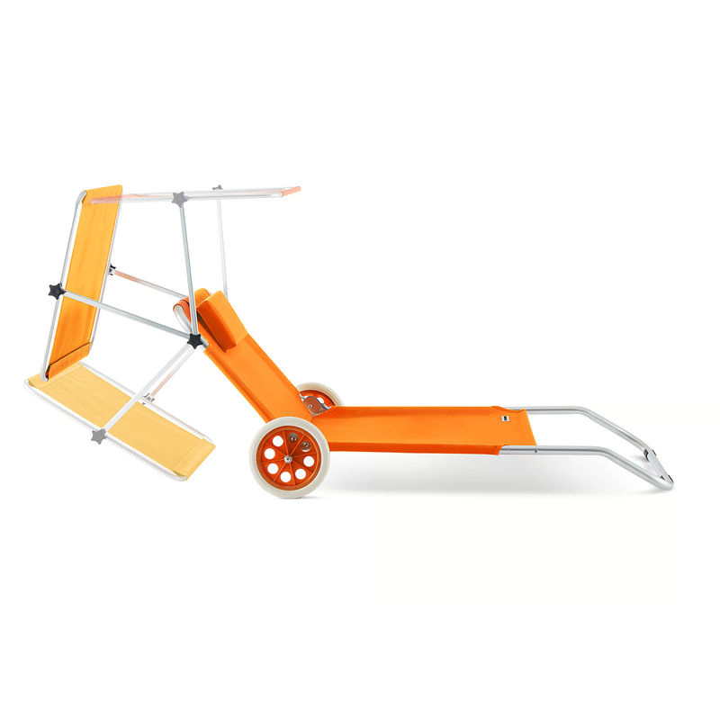 Casaria Gartenliege Kreta in Orange aus Aluminium mit Rollen, Sonnendach und verstellbarer Kopfstütze, B/T/H: 150 x 115 x 62 cm - Bild 3