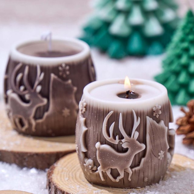 UDOCOOL Silikonform Elch und Weihnachtsbaum für DIY Kerzen, Seife und Gips in Braun - Bild 1