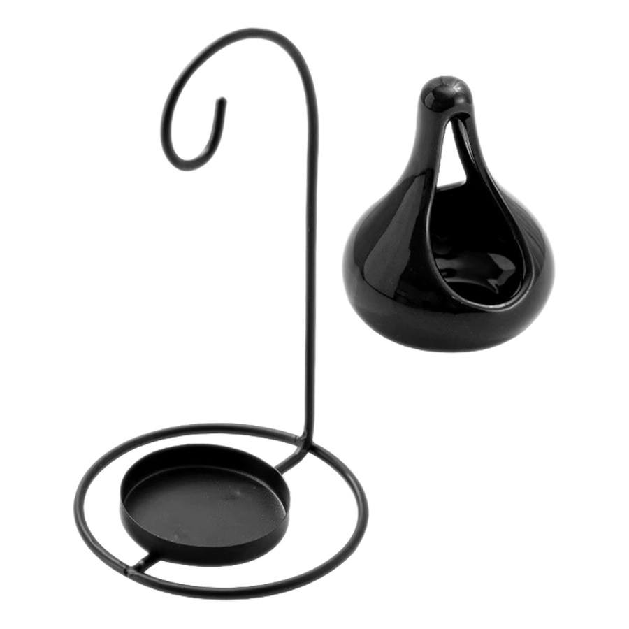 WINOMO Keramik-Teelichthalter in Schwarz als Aroma-Diffusor und Duftlampe für ätherische Öle - Bild 4