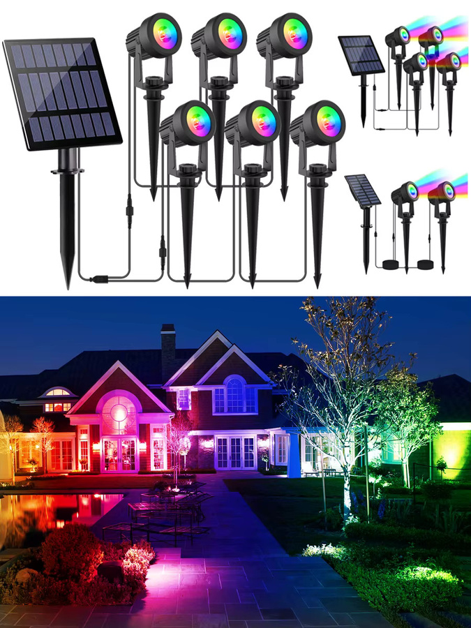 T-SUNRISE RGB Solarstrahler IP65 Wasserdichtes Solarlicht in Multicolour für Garten und Außenbereich - Bild 7