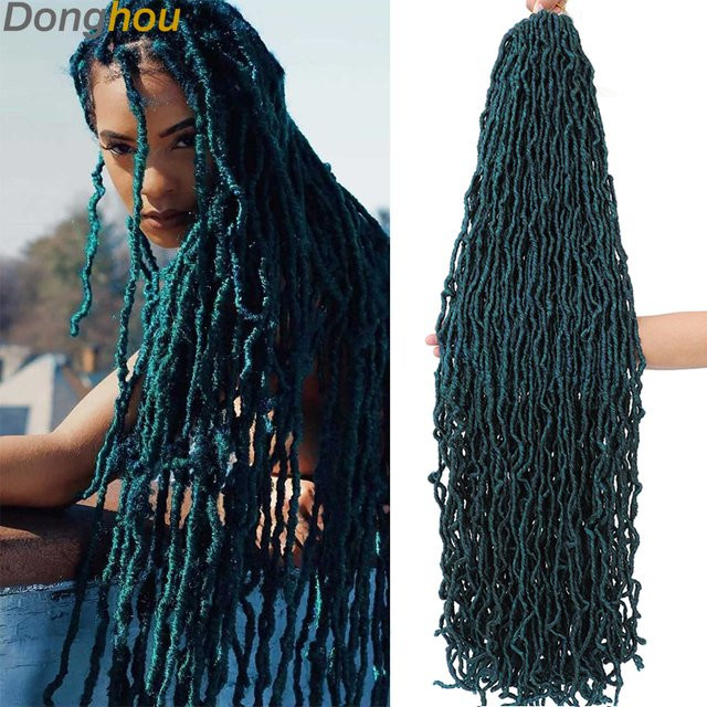Donghou Faux Locs Häkelhaar, Mix Green, Lockiges Synthetikhaar, Unisex - Bild 1
