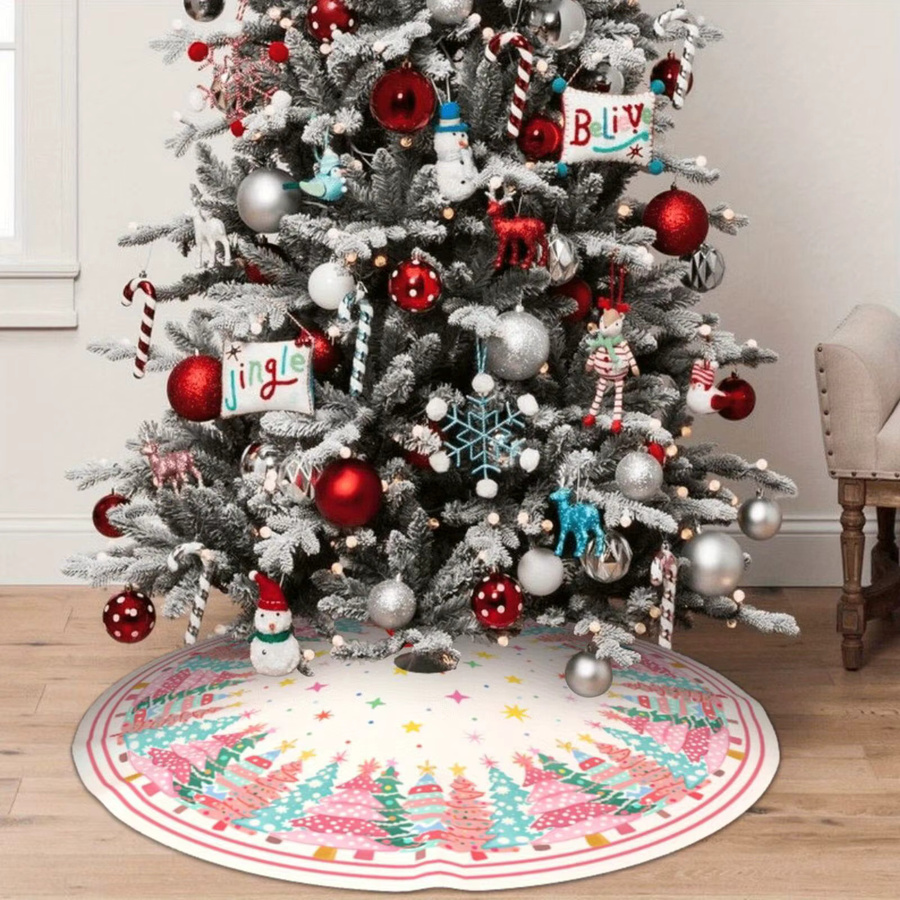 VIKAMA Weihnachtsbaumrock in Rosa als dekorative Basisabdeckung für deinen Weihnachtsbaum - Bild 3