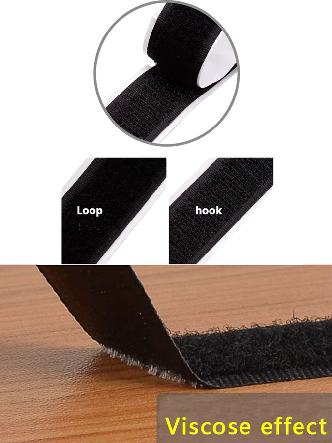 Selbstklebendes Klettband in Schwarz und Weiß, Länge: 25 m, Breite: 25 mm - Bild 7