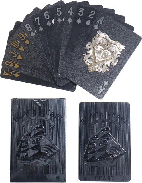 Schwarze Perle Spielkarten, Schwarze Rose Totenkopf, Schwarz, Grau, ab 14 Jahren - Bild 1