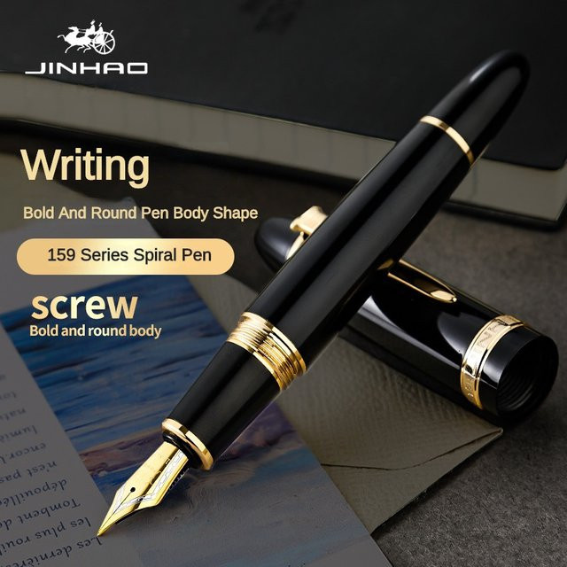 Jinhao Luxury 159 Füllfederhalter aus Metall in Gold-Weiß für Büro und Schule - Bild 1