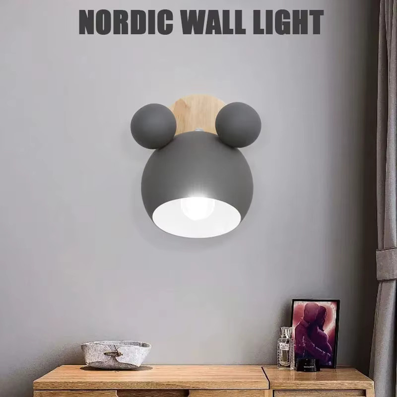 Homocean LED Wandleuchte Modern mit Metalllampenschirm und Holzsockel in Macaron-Farben für das Kinderzimmer - Bild 2