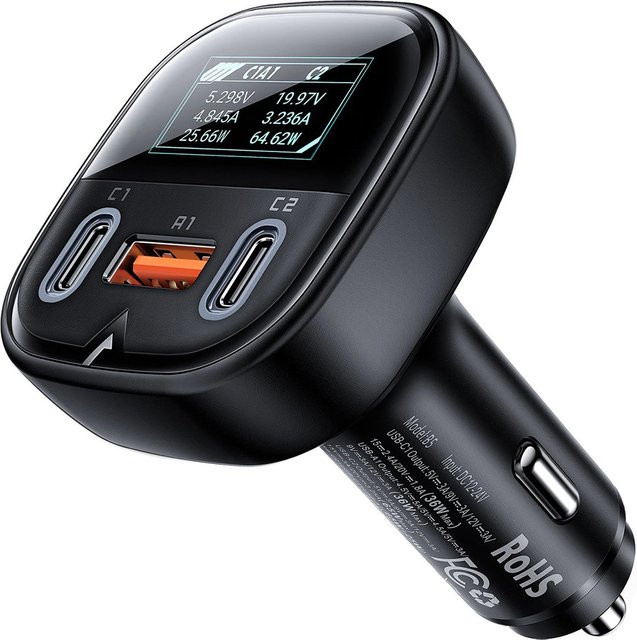 Acefast B5 Auto-Ladegerät mit Display, 101W, 5A, 1 x USB-A und 2 x USB-C, Schwarz - Bild 1