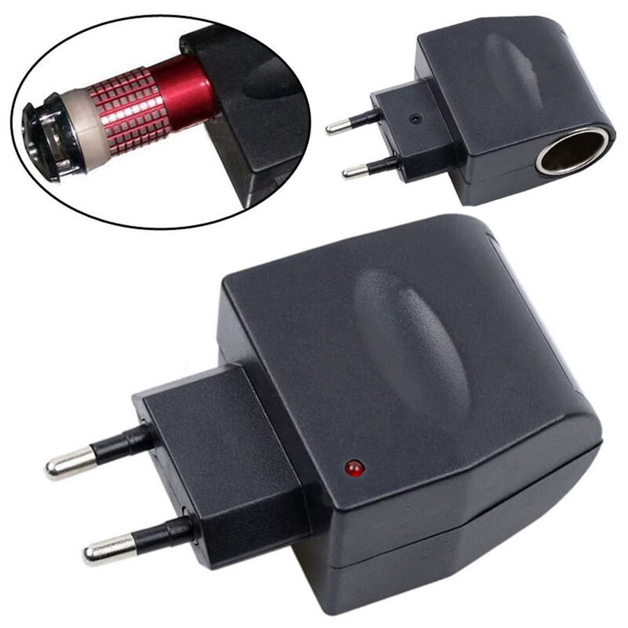 QXNY Universeller 220V AC zu 12V DC Auto-Stromadapter in Schwarz mit EU-Stecker und Zigarettenanzünder-Konverter - Bild 4
