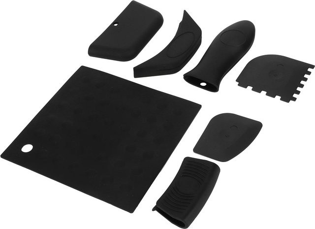 7-teiliges Set hitzebeständige Silikon Topflappen und Grillpfannen Schaber in Schwarz von KONNWEI - Bild 1