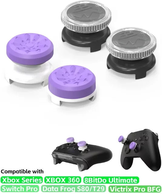 DATA FROG FPS Galaxy Thumb Grip Caps High-Rise Joystick Covers für Xbox One, Switch Pro und 8BitDo Ultimate Controller in Schwarz und Lila - Bild 1
