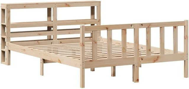 vidaXL Massivholzbett aus Kiefernholz in Braun mit Seitenfächern, B/T/H: 146 x 224,5 x 82 cm - Bild 1