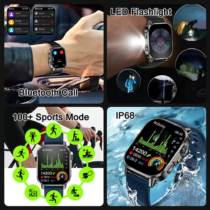 TAVYU Smartwatch mit EKG und PPG zur Gesundheitsdiagnose in Schwarz - Bild 4