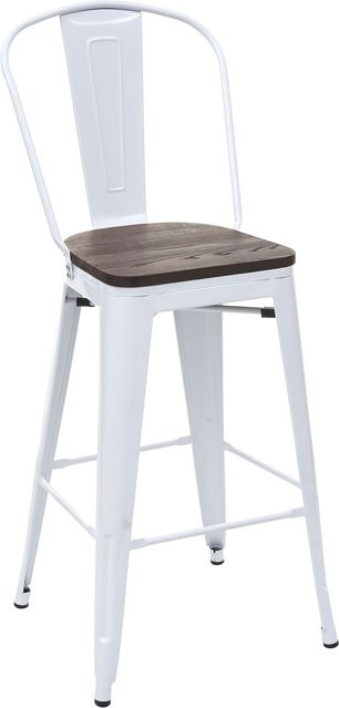 Barhocker MCW-A73 mit Holz-Sitzfläche in Weiß im Industriedesign - Bild 1
