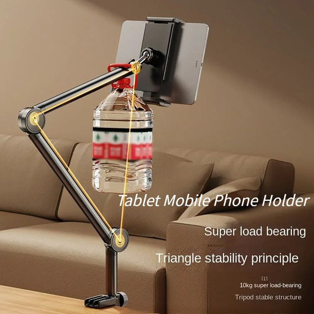 Maerknon Universelle Tablet und Smartphone Halterung Schwarz, Einstellbarer Klappständer für Bett und Schreibtisch für iPhone, iPad und Samsung - Bild 1