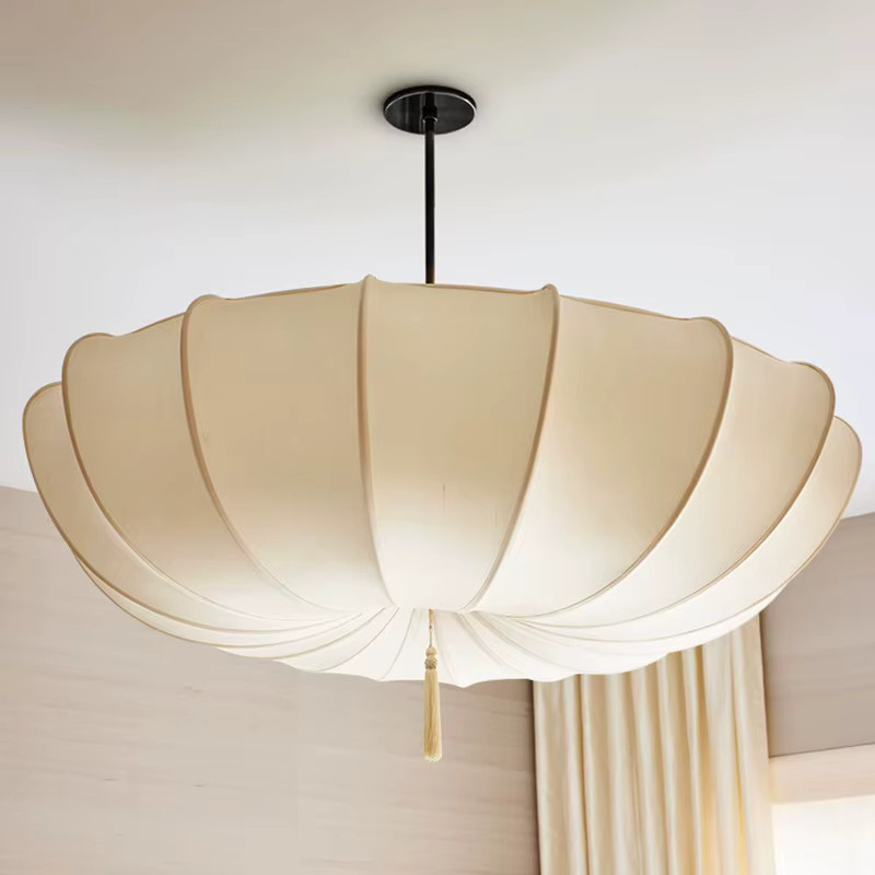 HomeLover Stoff Pendelleuchte im Wabi Sabi Stil in Beige für Wohnzimmer und Esszimmer - Bild 2