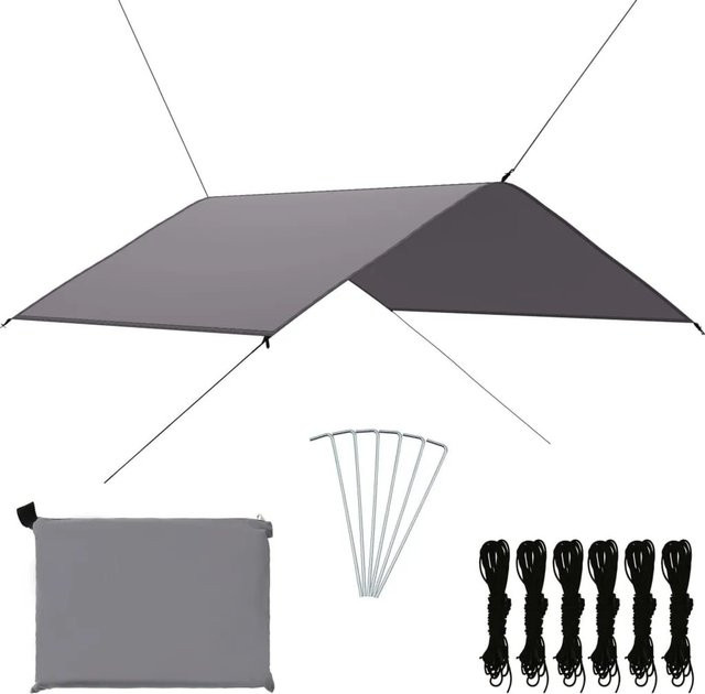vidaXL Outdoor-Tarp aus Polyestergewebe in Grau, B/B: 400 x 400 cm - Bild 1