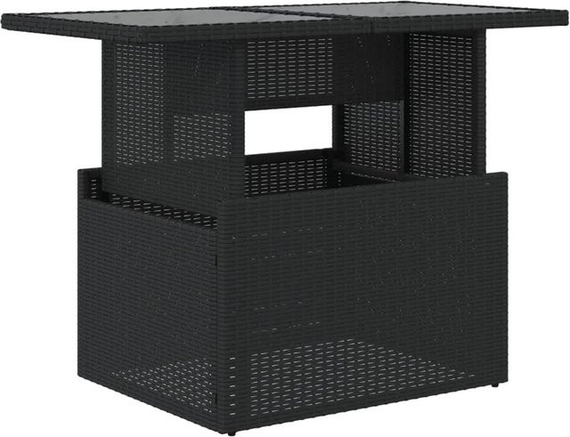 vidaXL Gartentisch aus PE-Rattan mit Hartglasplatte in Schwarz, B/T/H: 100 x 55 x 73 cm - Bild 1