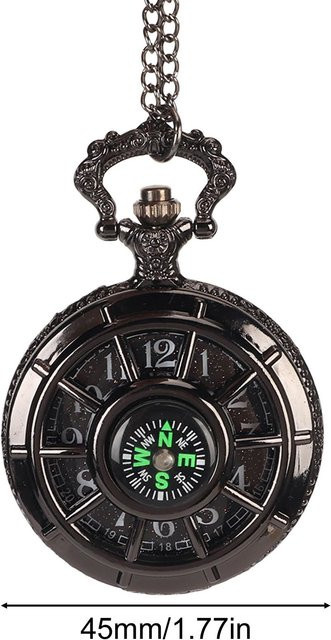Neoglint Taschenuhr, Quarzwerk, ausgehöhltes Zifferblatt, Kompass, Schwarz, Herren - Bild 1