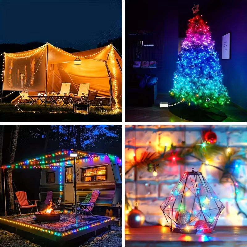 3-in-1 Campingleuchte mit 10 m RGB-Lichterkette, wiederaufladbarem 2200-mAh-Akku und 19 Beleuchtungsmodi in Multicolor - Bild 5